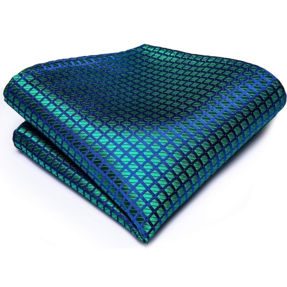 NEW! Peacock Blue and Green Neck Tie Set - Picture 3 of 4